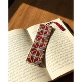 Zaytoon Kitap Ayracı Filistin Nakışlı Geometrik Desenli El Yapımı Kumaş 16x5 cm Kırmızı