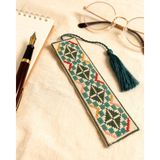 Zaytoon Kitap Ayracı Filistin Otantik Nakışlı Geometrik Desenli El Yapımı 16x5 cm Yeşil