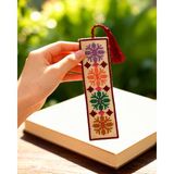 Zaytoon Kitap Ayracı Filistin Tatreez Nakışlı Geometrik Desenli El Yapımı 16x5 cm - Kırmızı