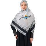 Zaytoon Şal Filistin Kefiye Puşi Arapça Yazılı Harita Püskülsüz Unisex Kadın Şal 70x170 cm - Siyah