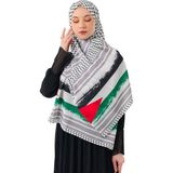 Zaytoon Şal Filistin Kefiye Puşi Gri Çizgili Püskülsüz Unisex Kadın Şal 70x170 cm