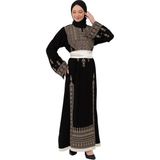 Zaytoon Tesettür Elbise Filistin Nakışlı Modern Siyah Kaftan Geleneksel Şıklık Gold