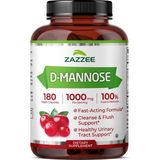 Zazzee D-Mannose, 1000 Mg Per Serving, 180 Vegan Capsules, 3 Month Supply, Potent & Urinary Tract - Aromasız