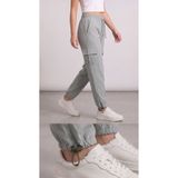 zazzia Kadın Gri Oversize Paraşüt Kumaş Kargo Cepli , Ayarlanabilir Paça Klipsli, Baggy Pantolon