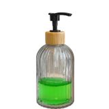 Zbern Cam Sıvı Sabunluk – Doğal Bambu Başlıklı | Şeffaf Cam Gövde | Banyo, Mutfak ve Lavabo Üstü Kullanım için Modern Pompalı Sabun Dispenseri 300 ML