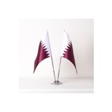 ZC Bayrak 15x22,5 cm Katar 2'li Saten Kumaş Dijital Baskı Masa Bayrağı