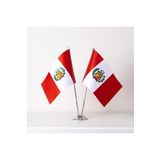 ZC Bayrak 15x22,5 cm Peru 2'li Saten Kumaş Dijital Baskı Masa Bayrağı