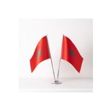 ZC Bayrak 15x22,5 cm Saten Kumaş Dijital Baskı 2 Adet Fas Masa Bayrağı