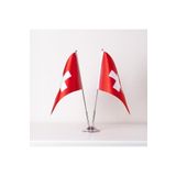 ZC Bayrak 15x22,5 cm Saten Kumaş Dijital Baskı İsviçre 2'li Masa Bayrağı