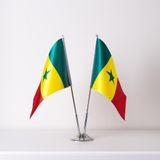 ZC Bayrak 15x22,5 cm Senegal 2'li Saten Kumaş Dijital Baskı Masa Bayrağı