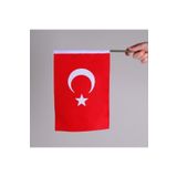 ZC Bayrak 30x45 10 Adet 23 Nisan Özel Elde Sallama Türk Bayrağı Alpaka Kumaş Yüksek Kalite