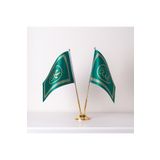 ZC Bayrak Allah Muhammed 2'li 15x22,5 cm Saten Kumaş Dijital Baskı Masa Bayrağı
