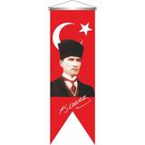ZC Bayrak Saten Kırlangıç Flama Kemal Atatürk İmzalı Türk Bayrağı