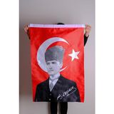 ZC Bayrak Saten Kumaş Dijital Baskı K.Atatürk İmzalı Türk Bayrağı