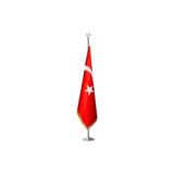 ZC Bayrak Türk Makam Bayrağı Krom Kaplı Direk ve Simli Bayrak Seti
