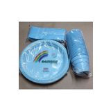 ZC TİCARET Plastık Tabak Bardak Ve Çatal Set 25'li Mavi