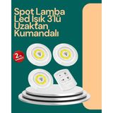 Zcv Mey Ithalat® Uzaktan Kumanda Ile Kontrol Edilebilen Yapışkanlı 3 Lü Kablosuz LED Spot Lam