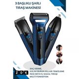 Zdk 3 Başlıklı Saç Sakal Burun Kılı Alma Tıraş Makinesi Multi Fonksiyonel Tıraş