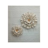 ZE DEKORASYON AÇIK GOLD DETAYLI İKİLİ BEJ DUVAR ÇİÇEĞİ-BÜYÜK 25CMX25CM KÜÇÜK 16.5CMX16.5CM