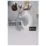 ZEALL DESIGNS Beyaz - Gümüş Dekoratif Sarmaşık Sevgili Vazo 2'li Set Modern Tasarım Obje
