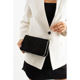 Zealous Mini Boncuklu Omuz Çantası Suni Deri Şık Tasarım Basic Koleksiyon - Total Black