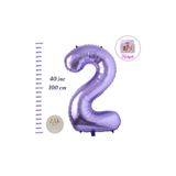 ZEAP Rakam Balon Mor Renk Folyo Balon 100cm 40 36 Inç Helyum Balon 2 Yaş Balon Mor Renk 2 Sayı Balon