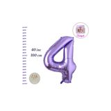ZEAP Rakam Balon Mor Renk Folyo Balon 100cm 40 36 Inç Helyum Balon 4 Yaş Balon Mor Renk 4 Sayı Balon