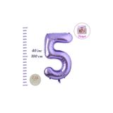 ZEAP Rakam Balon Mor Renk Folyo Balon 100cm 40 36 Inç Helyum Balon 5 Yaş Balon Mor Renk 5 Sayı Balon