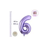 ZEAP Rakam Balon Mor Renk Folyo Balon 100cm 40 36 Inç Helyum Balon 6 Yaş Balon Mor Renk 6 Sayı Balon