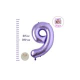 ZEAP Rakam Balon Mor Renk Folyo Balon 100cm 40 36 Inç Helyum Balon 9 Yaş Balon Mor Renk 9 Sayı Balon