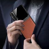 Zebana Huawei P Smart 2021 ile Uyumlu Kılıf Zebana Lens Deri Kılıf Kahverengi