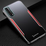 Zebana Huawei P Smart 2021 ile Uyumlu Kılıf Zebana Metal Mitras Kılıf (Silikon Kenar) Kırmızı