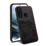 Zebana Huawei P30 Lite ile Uyumlu Kılıf Zebana Kartlıklı Lüx Deri Kılıf Siyah