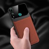 Zebana Huawei Y9 Prime 2019 ile Uyumlu Kılıf Zebana Lens Deri Kılıf Kahverengi