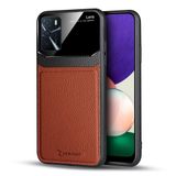 Zebana Oppo A16 ile Uyumlu Kılıf Zebana Lens Deri Kılıf Kahverengi