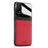 Zebana Oppo A55 ile Uyumlu Kılıf Zebana Lens Deri Kılıf Kırmızı