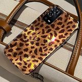 Zebana Oppo A55 ile Uyumlu Kılıf Zebana Luxe Leopard Silikon Kılıf Desert Titanyum