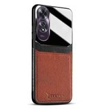 Zebana Oppo A60 ile Uyumlu Kılıf Zebana Lens Deri Kılıf Kahverengi