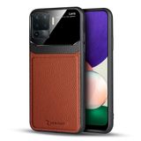 Zebana Oppo A94 ile Uyumlu Kılıf Zebana Lens Deri Kılıf Kahverengi
