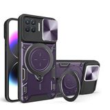 Zebana Oppo Reno 4 Lite ile Uyumlu Kılıf Zebana Manyetik Standlı Armor Silikon Kılıf Derin Mor