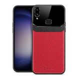 Zebana Samsung Galaxy A10S ile Uyumlu Kılıf Zebana Lens Deri Kılıf Kırmızı