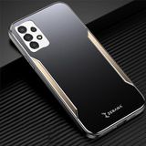 Zebana Samsung Galaxy A23 ile Uyumlu Kılıf Zebana Metal Mitras Kılıf (Silikon Kenar) Gold