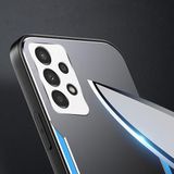 Zebana Samsung Galaxy A23 ile Uyumlu Kılıf Zebana Metal Mitras Kılıf (Silikon Kenar) Mavi