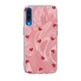 Zebana Samsung Galaxy A50 ile Uyumlu Kılıf Zebana Pink Heart Silikon Kılıf Kırmızı