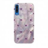Zebana Samsung Galaxy A50 ile Uyumlu Kılıf Zebana Pink Heart Silikon Kılıf Lila