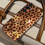 Zebana Samsung Galaxy A55 ile Uyumlu Kılıf Zebana Luxe Leopard Silikon Kılıf Desert Titanyum