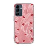 Zebana Samsung Galaxy A55 ile Uyumlu Kılıf Zebana Pink Heart Silikon Kılıf Kırmızı