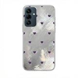 Zebana Samsung Galaxy A55 ile Uyumlu Kılıf Zebana Pink Heart Silikon Kılıf Lila
