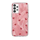 Zebana Samsung Galaxy A72 ile Uyumlu Kılıf Zebana Pink Heart Silikon Kılıf Kırmızı