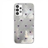 Zebana Samsung Galaxy A72 ile Uyumlu Kılıf Zebana Pink Heart Silikon Kılıf Lila